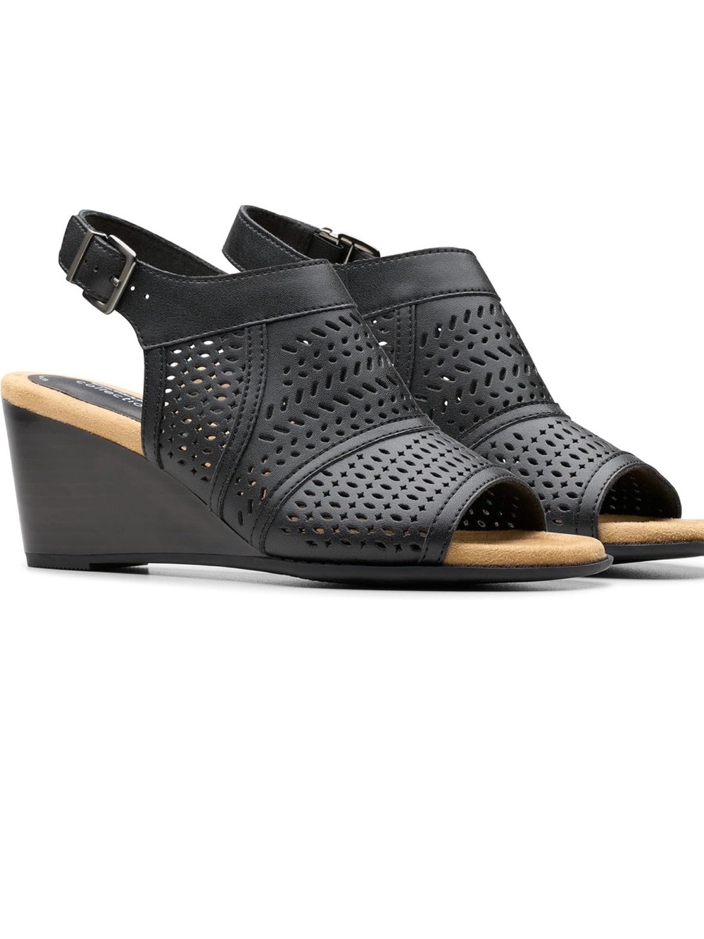 Clark’s Emmalae Hope slingback wedge sandals black size 6 New